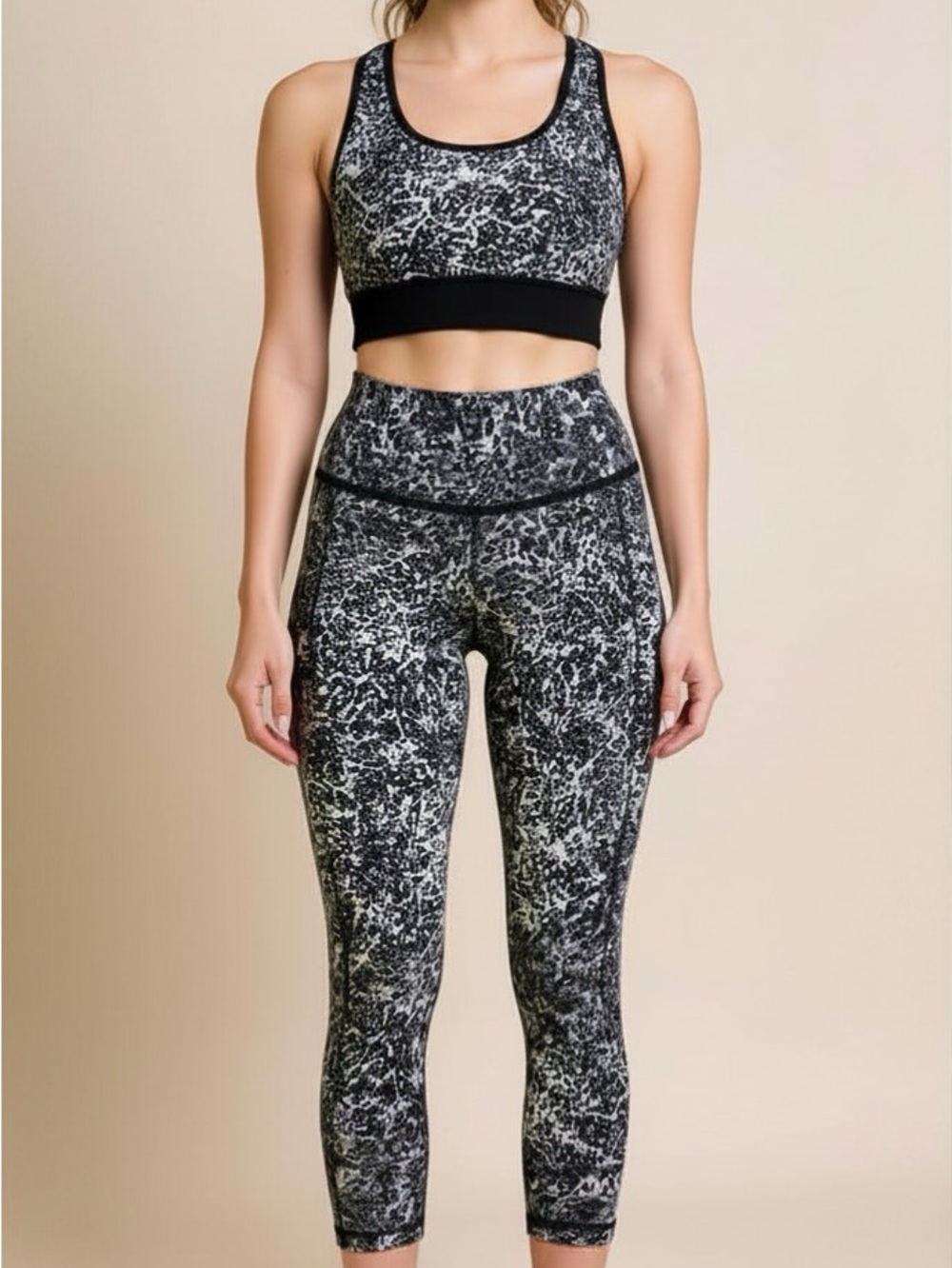 lululemon athletica Black & White Speckled High-Rise Cropped Leggings
